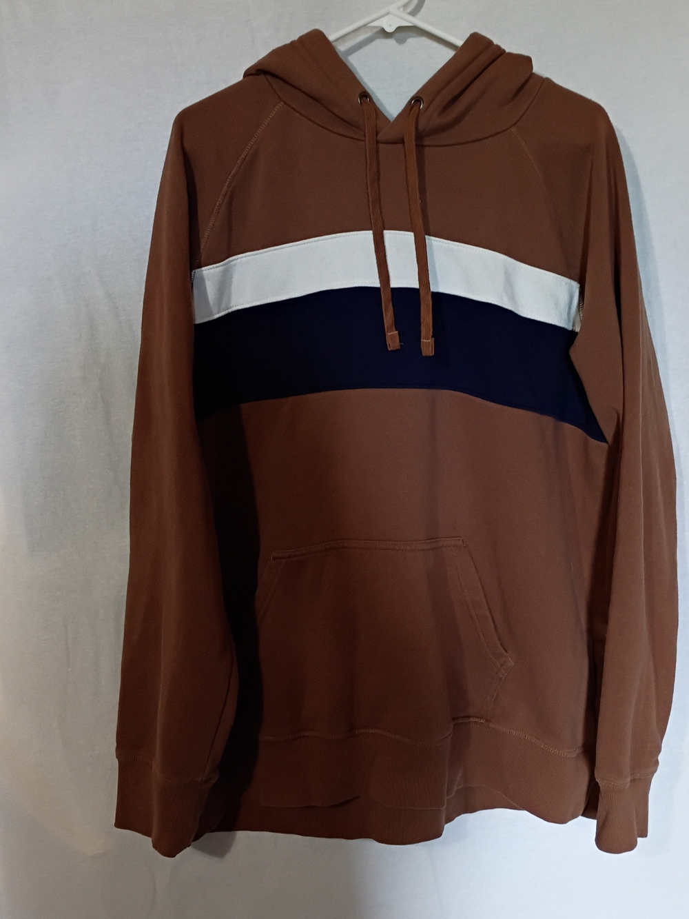 Goodfellow & Co Brown Hoodie with White and Navy Stripes